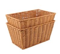 JOIKIT Confezione da 2 cestini rettangolari in vimini, 30 x 20 x 15 cm, in finto rattan, cestini di vimini rettangolari, cestino profondo per il pane per cucina e casa