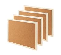 JOIKIT Confezione da 4 bacheche grandi in sughero 30 x 40 cm, bacheca naturale con puntine in peluche, bacheca con promemoria e cornice in legno, lavagna in sughero con cornice in legno