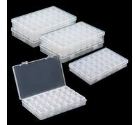 JOIKIT Confezione da 6 scatole trasparenti per ricamo a diamante, 28 griglie trasparenti, scatole portaoggetti in plastica per punto croce, trasparente contenitore perline