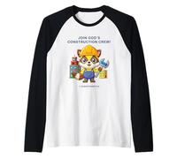 Join God's Construction Crew - Kids Christian Faith Animal Maglia con Maniche Raglan