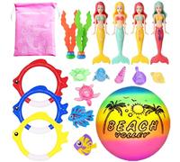 JOINBO - Set di 18 giocattoli da piscina per bambini da 3 a 12 anni con custodia, giochi in piscina, giochi a sirena, giocattoli per nuoto e affondamento dell'acqua