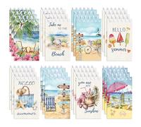 JOINFANXIN 24 Pack Summer Beach Themed Mini Spiral Notebooks Set, Ocean Style Portable Pocket Notepads for Student Journals, Office Memo Pads, Party Favors, DIY Creative Stationery Set