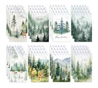 JOINFANXIN 24pack Winter Watercolor Forest Mini Notebook Pine Tree Elk Pattern Small Pocket Notpad Gift for Christmas Birthday Party,School Teacher Office Favors
