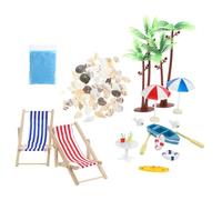 JOINPAYA 1 Set ornamento in resina arredamento mini parasole nautico paddle paddel barche dollhouse beach umbrella ornamento da spiaggia in resina micro ornamento paesaggistico Bambù