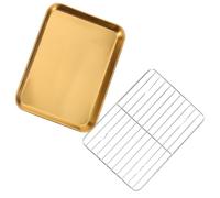JOINPAYA 1 Set vaschetta di Scarico Olio da Cucina Piatto friggere Vassoio da Portata per fritture Vassoio Alimentare in Acciaio Inossidabile Acciaio Inossidabile 304 Golden
