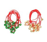 JOINPAYA 12 Braccialetti Natalizi Campanelle Decorative, Accessori e Adulti per Feste e Spettacoli, Set da 12 Pezzi Cordino Rosso e Campanelli Dorati e Verdi, Suono Tintinnante