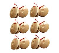 JOINPAYA 12Pezzi Castagnette Legno Naturale Strumento Musicale Per Educazione Musicale e Sviluppo Ritmico