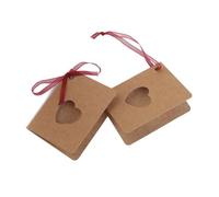 JOINPAYA 150 Etichette a Forma di Cuore in Carta Kraft con Corda Rossa Etichette Sospese per Decorazioni Nozze e Compleanni Biglietti di Ringraziamento e Scrapbooking Set da 3 X 50