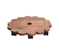 JOINPAYA 1pezzi Vassoio Mobile per Piante in Legno Rotondo con Rulli Base per Vasi da per Drenaggio Adatto per Arredamento Casa Giardinaggio Balcone