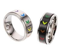 JOINPAYA 2 pezzi Anelli in acciaio inossidabile arcobaleno girevoli, anelli decorativi per dita unisex, gioielli personalizzati per orgoglio LGBTQ, accessori per feste e occasioni speciali