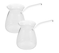 JOINPAYA 2 Pezzi Caraffa da Caffè Turca in Vetro Borosilicato Trasparente da 450ml con Manico Laterale Resistente al Calore e Design Raffinato per Caffè e Ufficio