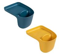 JOINPAYA 2 Pezzi Cesto Porta Oggetti per Lavello Cucina Ventosa, Cestino Giallo in Pp e Pvc, Efficiente Drenaggio e Portatile per Posate e Bacchette