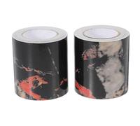 JOINPAYA 2 Pezzi Pannelli Adesivi per Pareti in Pvc Effetto Marmo Nero Flessibili e Autoadesivi per Decorazione di Battiscopa e Zoccolini Installazione senza Giunte