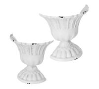 JOINPAYA 2 Pezzi Vaso da Parete in Ferro Bianco a Forma di Urna Mezza, Resistente ai Danni, Decorazione Artistica per Fiori Secchi e Piante da Tavolo, Stile Vintage e Rustico