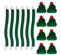 JOINPAYA 20 Pezzi Mini Cappelli e Sciarpe di Natale in Lana Lavorata a Maglia Decorazioni Natalizie Fai da Te per Addobbi Casa e Accessori Set di Cappellini Verdi Pon Pon Rossi per