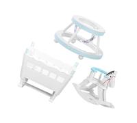 JOINPAYA 3 Pezzi di mobili per casa delle bambole culla alto camminatori camminatore kit Mini girello in legno fornitura di mini casa adorabile di girello betulla Blue