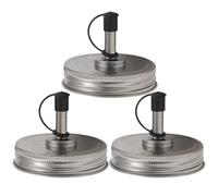 JOINPAYA 3 Pezzi Tappi Dosatori per Olio e Beccuccio Versatore per Barattolo, 70mm, Acciaio Inox e Plastica, Argento, di Perdite, per Barattoli, Caffetterie e Barbecue