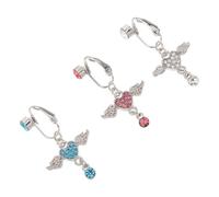 JOINPAYA 3pezzi Piercing all Ombelico Finto Clip su Anelli per Ombelico Orecchini Cuore in Cristallo Zirconi Decorazioni Angeliche Pendenti Spessi Gioielli Non Piercing per Donne
