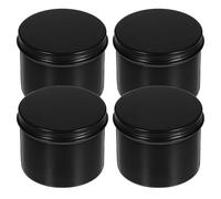JOINPAYA 4 Pezzi Barattolo in Alluminio Nero 120ml Chiusura a Vite | Forma Rotonda, Leggero e Ricaricabile, per Viaggio e Crema Makeup