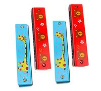 JOINPAYA 4 Pezzi Di Armonica A Bocca in Legno A 16 Fori Per Ragazzi E Ragazze Strumento Musicale Per Bambini Dimensioni Compatte Per Amici E Bambini Stile Casuale