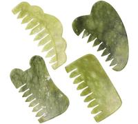 JOINPAYA 4 Pezzi Pettine Massaggiante in Jade per Cuoio Capelluto e Viso, Strumento Multifunzione per Rilassamento e Riduzione Tensione Muscolare, per Massaggi Quotidiani