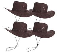 JOINPAYA 4pezzi Cappello Da Cowboy Per Ragazzo Cappello Western Per Feste Tema Unisex Corda Regolabile Design Leggero e