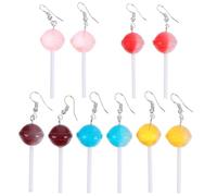 JOINPAYA 5 Paia di Orecchini Pendenti a Lecca-lecca, Gocce Auricolari in Plastica Colorata, Accessori Moda per Donne, Regalo per Festa e Cerimonie, Design Confortevole e Colore Casuale