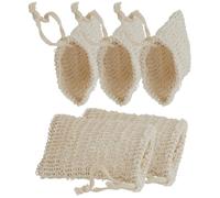 JOINPAYA 5 Sacchetti di Sapone in Cotone e Lino con Coulisse in Sisal, Sacchetto Esfoliante a Rete per Massaggio e Pulizia della Pelle, Portasapone Sospeso per Viso, Corpo, Piedi e Gomiti,