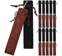 JOINPAYA 50 Astucci per Penne in Velluto Coulisse Custodie Singole Portapenne in Sacchetto Borse per la Conservazione della Cancelleria per Scuola e Ufficio Confezione 25 Nere e 25