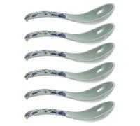 JOINPAYA 6 Pezzi Cucchiaio da Zuppa, Cucchiaio da Minestra in Blu, Facile da Pulire, Superficie Liscia, Motivo Decorativo, per Porridge, Dessert e Gelato Stili multipli
