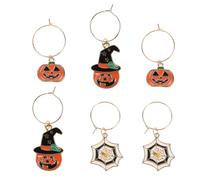 JOINPAYA 6 Pezzi Segnabicchieri ad Anello in Metallo Tema Halloween | Stile Assortito, Facile Distinzione tra Bicchieri, Facile da Pulire, Non Sbiadisce Né Invecchia