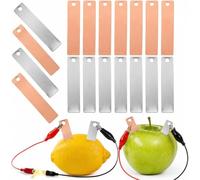 Joinpaya 72 strisce di rame e zinco per esperimenti scientifici sulla batteria della frutta, 36 paia di piastre in metallo per laboratori di fisica, kit bioenergetico educativo per orologio di patate