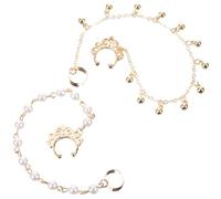 JOINPAYA Anelli per Naso Punk con Clip e Catena a Nappine Finte Effetto Perla Orecchini Clip da Naso a Orecchio Leggeri e Resistenti Gioielli Art Deco per Feste e Balli