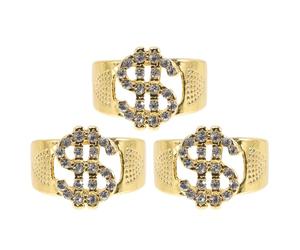 JOINPAYA Anelli Punk da Uomo Set 3 Pezzi Simbolo del Dollaro Decorato Diamanti Simulati, Gioielli Gotici per Feste, Cosplay e Club, Accessori Hip Hop Maschili Anni ’90