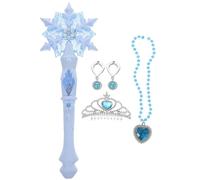 JOINPAYA Bacchette magiche con fiocco di neve: principesse a LED, luci a fiocco di neve, bacchette luminose con orecchino, pettine, collana per feste di ghiaccio, cosplay, blu, rosa, 32 cm