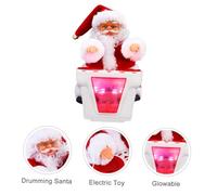 JOINPAYA Bambola Di Babbo Natale Elettrica Ornamenti Per Infantile Decorazioni Di Babbo Natale Tamburellando Babbo Natale Plastica Bianca