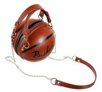 JOINPAYA Borsa a Tracolla a Forma di Pallone da Basket Catena Marsupio per Ragazze Cerniera Borsa a Mano Multifunzionale per Telefono e Monete Design Originale Marrone