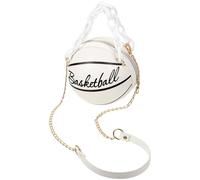 JOINPAYA Borsa a Tracolla a Forma di Pallone da Basket Media Cerniera Borsa da Ragazza Elegante e Facile da Pulire Accessorio Moda Distintivo Catena Delicata Color Crema