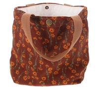 JOINPAYA Borsa Tote Piccola in Cotone a Coste Motivo Floreale Semplice, Borsa a Tracolla per Donna e Ragazze per Pranzo al Sacco e Uso Quotidiano