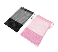 JOINPAYA Borsa Traspirante per Scarpe da Ballo Coulisse, Set 2 Pezzi Rosa e Nera, Custodia in Rete per Scarpette da Danza Classica, per Viaggi, Allenamenti e Saggi di Danza