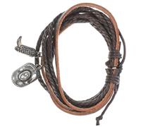 JOINPAYA Bracciale da Uomo in Pelle Multistrato Charm Western Cappello e Stivale, Gioielli da Polso Resistenti allo Scolorimento, Leggero e Comodo per Feste a Tema Cowboy