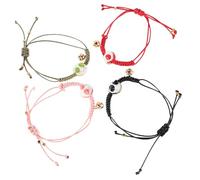 JOINPAYA Braccialetti Portafortuna a Forma di Gatto in Ceramica Set da 4 Pezzi Ciondoli Maneki Neko Braccialetti Intrecciati Regolabili in Corda Colorata per Donna e Studenti Accessori