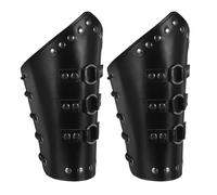 JOINPAYA Bracciali Medievali Rinascimentali in Similpelle Nera Protezioni per le Braccia Vichinghe per Cosplay e Rievocazioni Storiche Set da 2 Pezzi per Costumi Halloween e Feste a Tema