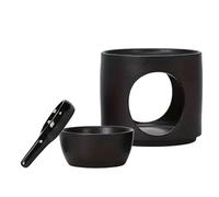 JOINPAYA Bruciatore per Aromi in Porcellana Nero, Resistente ad Alte Temperature Design Rotondo Minimalista Nordico per Decorazione Camera da Riposo e Supporto per Candele Tea Lights