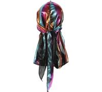 JOINPAYA Cappello Pirata Satinato con Coda Lunga e Elastico Turbante Traspirante per Capelli Lunghi Berretto Multiuso Antiscivolo per Donna e Leggero e Durevole