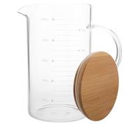 JOINPAYA Caraffa Graduata in Vetro 1000ml con Coperchio e Manico, Design Elegante, Dimensione Comoda per Uso Quotidiano e Intrattenimento