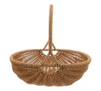 JOINPAYA Cesto Intrecciato in Vimini Finto Rattan Cesto da Picnic in Stile Vintage con Manico Multiuso per Frutta e Verdura Contenitore per Spesa e Composizioni Floreali