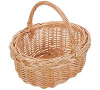 JOINPAYA Cesto Portaoggetti Intrecciato a Mano in Salice Naturale con Manico, Cestino da Picnic Rustico Multiuso per Giardino e Decorazione Floreale, Piccolo Contenitore Portatile per Uso