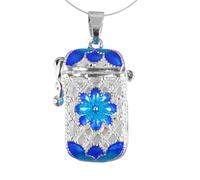 JOINPAYA Ciondolo Diffusore Oli Essenziali Lucchetto in Rame Placcato Contenitore Profumo Apribile a Colonna Blu Pendente per Collana Fai da Te Custodia per Mini Flacone Aromaterapia