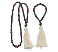 JOINPAYA Collana con Ciondolo a Croce in Legno da Uomo e Donna, Set 2 Pezzi con Perline Rosario, Decorazione Cristiana per Auto e Gioielli Natalizi, Accessorio Preghiera Portatile